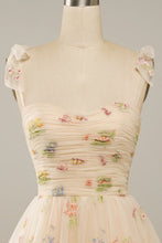 Load image into Gallery viewer, A Line Spaghetti Straps Champagne Short Homecoming Dress with Embroidery