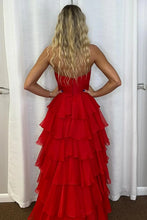 Load image into Gallery viewer, Sweety A-Line Sweetheart Pink Printed Long Tiered Prom Dress with Slit