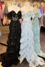 Load image into Gallery viewer, Sparkly Off The Shoulder Long Mermaid Prom Dress With Appliques And Split