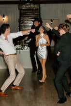 Load image into Gallery viewer, Stylish Sheath Halter Neck White Short Wedding Guest Dress