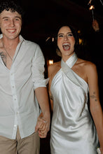 Load image into Gallery viewer, Stylish Sheath Halter Neck White Short Wedding Guest Dress