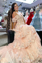 Load image into Gallery viewer, Sparkly Off The Shoulder Long Mermaid Prom Dress With Appliques And Split