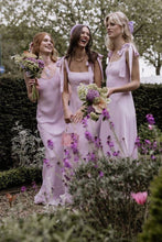 Load image into Gallery viewer, Sweety A Line Spaghetti Straps Pink Long Bridesmaid Dress with Bowknot