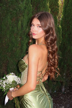 Load image into Gallery viewer, Hot Mermaid Spaghetti Straps Green Long Prom Dress with Criss Cross Back