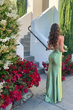 Load image into Gallery viewer, Hot Mermaid Spaghetti Straps Green Long Prom Dress with Criss Cross Back