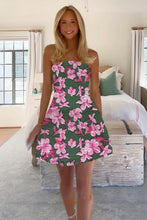 Load image into Gallery viewer, Charming A Line Strapless Light Green Floral Printed Short Homecoming Dress