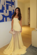 Load image into Gallery viewer, Charming Mermaid Strapless Yellow Long Party Dress with Lace Ruffles