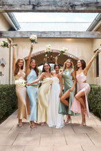 Load image into Gallery viewer, Simple Sheath Strapless/Spaghetti Straps/Halter Neck Long Bridesmaid Dress