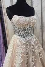 Load image into Gallery viewer, Stylish A Line Strapless Purple Corset Prom Dress with Appliques