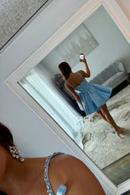 Load image into Gallery viewer, Unique Design A Line Spaghetti Straps Blue Short Homecoming Dress with Beading