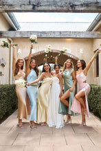 Load image into Gallery viewer, Simple Sheath Strapless/Spaghetti Straps/Halter Neck Long Bridesmaid Dress