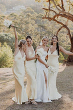 Load image into Gallery viewer, Charming Mermaid V Neck Yellow Long Bridesmaid Dress