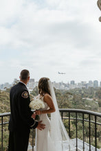 Load image into Gallery viewer, Charming Mermaid Spaghetti Straps White Long Wedding Dress with Sweep Train
