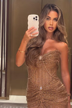 Load image into Gallery viewer, Sexy Mermaid Sweetheart Champagne Sequins Long Party Dress with Sequins