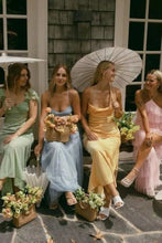 Load image into Gallery viewer, Stylish A Line Halter Neck/Spaghetti Straps Long Bridesmaid Dress with Ruffles