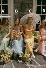 Load image into Gallery viewer, Stylish A Line Halter Neck/Spaghetti Straps Long Bridesmaid Dress with Ruffles