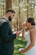 Load image into Gallery viewer, Simple Mermaid Spaghetti Straps White Wedding Dress with Sweep Train