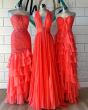 Load image into Gallery viewer, Cute A-Line Sweetheart Zipper Back Tiered Chiffon Prom Dress With Slit