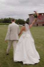 Load image into Gallery viewer, Classic A Line Strapless White Satin Long Wedding Dress with Bowknot
