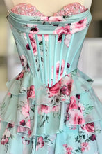 Load image into Gallery viewer, Pretty A Line Sweetheart Mint Green Corset Prom Dress with Appliques Ruffles