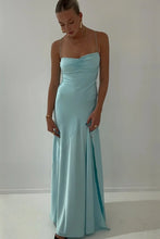 Load image into Gallery viewer, Simple Sheath Spaghetti Straps Pink Long Party Dress with Split Front