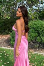 Load image into Gallery viewer, Stylish Sheath Spaghetti Straps Pink Long Party Dress with Backless