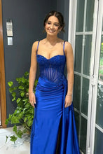 Load image into Gallery viewer, Stunning Mermaid Spaghetti Straps Long Glitter Prom Dress with High Slit