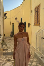 Load image into Gallery viewer, Chic A Line Halter Neck Pink Long Prom Dress with Ruffles
