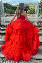 Load image into Gallery viewer, Trendy A Line Strapless Apricot Long Prom Dress with Ruffles