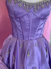 Load image into Gallery viewer, Cute A Line Strapless Yellow Corset Homecoming Dress with Beading