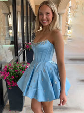 Load image into Gallery viewer, Cute A Line Strapless Yellow Corset Homecoming Dress with Beading