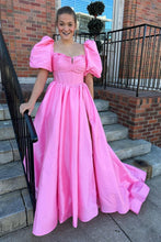 Load image into Gallery viewer, Trendy A Line Sweetheart Fuchsia Corset Prom Dress with Bowknot