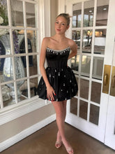 Load image into Gallery viewer, Cute A Line Strapless Yellow Corset Homecoming Dress with Beading