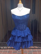 Load image into Gallery viewer, Cute A Line Strapless Yellow Corset Homecoming Dress with Ruffles Beading