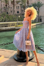 Load image into Gallery viewer, Charming A Line Sweetheart Lilac Tulle Tea Length Party Dress with Appliques