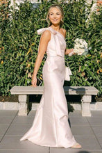 Load image into Gallery viewer, Elegant A Line One Shoulder Pink Long Bridesmaid Dress with Bowknot