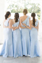 Load image into Gallery viewer, Elegant A Line One Shoulder Pink Long Bridesmaid Dress with Bowknot