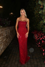 Load image into Gallery viewer, Sparkly Mermaid Spaghetti Straps Red Sequins Long Party Dress