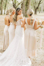 Load image into Gallery viewer, Simple Halter Neck/Spaghetti Straps/ Champagne Long Bridesmaid Dress