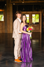 Load image into Gallery viewer, Sparkly Gold A-Line Halter Neck Long Prom Party Dress With Split