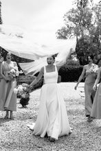 Load image into Gallery viewer, Elegant A Line Square Neck White Long Bridal Party Dress