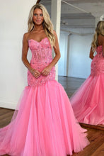 Load image into Gallery viewer, Gorgeous Mermaid Sweetheart Long Tulle Prom Dress With Beading And Appliques