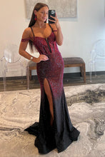 Load image into Gallery viewer, Luxurious Burgundy Mermaid Off The Shoulder Long Corset Beaded Prom Dress