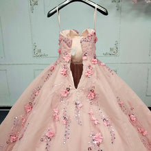 Load image into Gallery viewer, Gorgeous A Line Sweetheart Pink Ball Gown Quinceanera Dress with Appliques Flowers