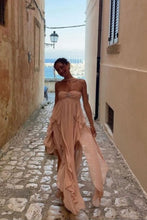 Load image into Gallery viewer, Chic A Line Halter Neck Pink Long Prom Dress with Ruffles