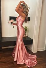 Load image into Gallery viewer, Stylish Mermaid V Neck Pink Long Party Dress with Sweep Train