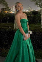 Load image into Gallery viewer, Princess A Line Sweetheart Green Long Prom Dress with Split Front