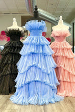 Load image into Gallery viewer, Beauty A Line Strapless Pink Long Prom Dress with Ruffles