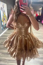 Load image into Gallery viewer, Cute Barbie Style A-Line Tie Straps Short Organza Homecoming Dress
