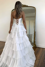 Load image into Gallery viewer, Gorgeous Royal Blue A-Line Sparkly Long Layered Chiffon Prom Dress With Slit